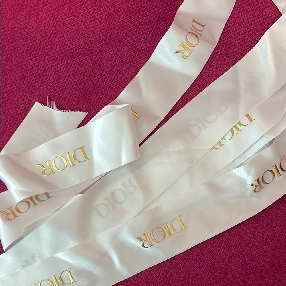 Dior Satin Ribbon in White and Gold